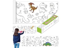 ZOCONE Drawing Paper Roll for Children 120 * 11.8 Inches Children's Drawing Roll Coloring Paper Roll for Toddlers DIY Cut and Paste Color Filling Paper for Girls and Boys(Dinosaurland)