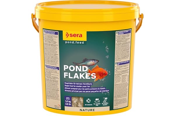 sera Pond Flakes 10 L 1.600 g | Aliment composé pour Les Petits Poissons du Bassin | Flocons flottants 10.000 ML | conservant Longtemps Leur Forme