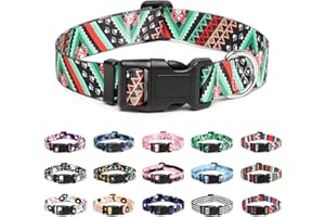 Mercano Adjustable Dog Collar - Special Design Patterns, Soft Nylon Comfortable Durable Pet Collar for Small Medium Large Dogs (XS, Ethnic Green)