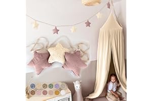 LILIMAUS Sternen Wimpelkette Stoff - Mit Goldapplikation in 12 Farben - 100% Baumwolle Handmade - Musselin Wimpelkette für Kinderzimmer - Hausbett Deko für Mädchen & Jungen - Babyzimmer Deko