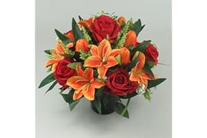 JUST BECAUSE SILK FLOWERS Artificial flowers in Grave pot, 27cm in warm autumn shades