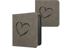 kwmobile Carcasa Compatible con Kobo Libra 2 - Funda e-Book con Solapa y Correa de Mano - Dibujo de corazón
