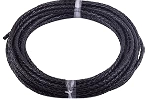 KONMAY 5 Yards 3.0mm Lederband Lederschnur Rund geflochten,Schwarz