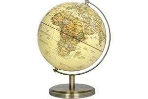 Exerz 14cm Mappamondo Antico - Mappa in italiano - Supporto in metallo Colore bronzato
