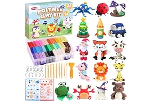 ‎FUNTOPIA Art Polymer Clay Set, Funtopia Farbige Modelliermasse Backofen [0.9oz/Stück, 39 Blöcke, 15 Werkzeuge, Anleitung, Aufbewahrungsbox], Kinderknete, Kreatives Geschenk für Jungen & Mädchen ab 4 Jahren