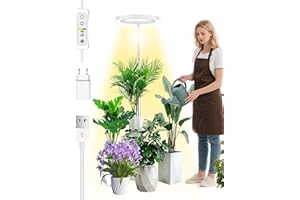 beautiebeam Lampada per la crescita delle piante d'interno, LED Grow Light Full Spectrum, altezza regolabile, timer automatico, bassa tensione di sicurezza da 5 V, idea per grandi piante
