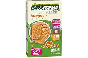 Pesoforma 16 Biscotti, Miele e Mandorle, con Farina integrale, per Rimettersi in Forma con Gusto, solo 238 Calorie, 8 Pasti Sostitutivi