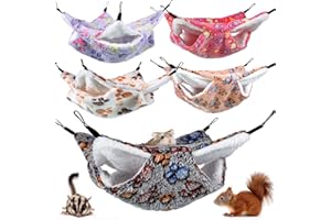 Photect 5 Stück Doppelschicht Frettchen Hängematten Kleintier Etagenbett Frettchen Spielzeug Ratten Käfig Zubehör Weicher Plüsch Ratten Hängematten für Frettchen Ratten Meerschweinchen Papagei