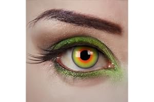 aricona Lentilles de contact vert-rouge - Witchwood - 2 pièces – colorées - pour Halloween, cosplay, carnaval, fêtes à thème et soirées déguisées – sans correction