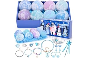 Tacobear Bombe de Bain Enfant Bombe de Bain Bio Parfumée Aux Huiles Boules Effervescentes avec Bijoux ELSA Bracelet Collier Cadeau pour Anniversaire Fête des Enfants Cadeau de Pâques pour Enfants