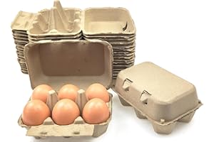 Azatemgo 40 paquetes de cartones de huevos, cartones de huevos de fibra de celulosa, 6 bandejas de huevos, cartones de huevos reutilizables sólidos, contenedores de huevos