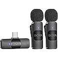 BOYA BY-V20 V2.0 Lavalier Microphone Wireless, Mini Lapel Mic with Noise Cancelling Compatibale with Android/Type-C iPhone15, Laptop for Youtube Speaking Podcast Facebook Vlogging Video Recording