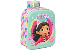 Safta GABBY'S DOLLHOUSE 3D - Mochila de Guardería 3D, Adaptable a Carro, Fácil Limpieza, Ideal para Niños de Diferentes Edades, Cómoda y Versátil, Calidad y Resistencia, 22x10x27 cm