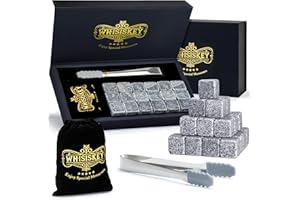 WHISISKEY Set de Piedras de Whisky - 18 Cubitos de Hielo Reutilizables - Caja de Regalo - Piedras de Whisky - Set de Regalo de Whisky - Regalos Originales para Hombre - Accesorios de Whiskey