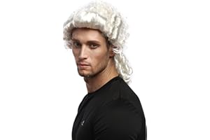 WIG ME UP- 91019-ZA62 Peluca Hombres Carnaval Halloween Barroco Renacimiento Blanca Trenza Noble príncipe