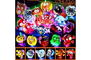 Cleboen 24 Stück LED Halloween Ringe Kinder Blinkender Ring Halloween Leuchtringe LED Ring Spielzeug Give Away Kindergeburtstag Mitgebsel Party Zubehör Kinder