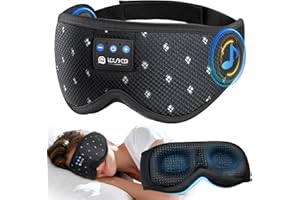 LOVE EYE Sleep Mask Headphones, 3D Eye Mask with Bluetooth Headphones, Light Blocking Mask with Breathable Mesh Design for Women & Men, Sleep Headphone for Travel, Night Shifts, Office (Black)