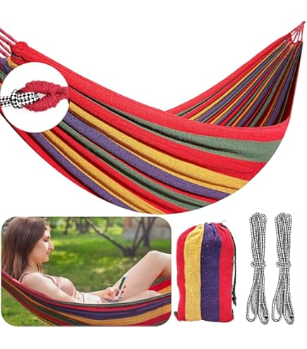 Hamac Double SONGMICS 210x150 Cm - Capacité 300 Kg, Idéal Jardin, Balcon, Camping (sac De Transport Inclus)