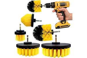 TDBS THE DUSTPAN AND BRUSH STORE Drill Brushes for Cleaning - 5 Plastic Drill Brush Set for Carpet, Tub, Sink, Bathroom, Shower, Car - Drill Brush Attachment as Grout Cleaning Brush, Carpet Brush for Cleaning etc - Pack of 5