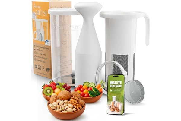Vegan Milker Filtre Passoire Multifonction – Lait Végétal Maison Avoine, Amande, Soja et Riz | 1L en 1 Minute 100% Naturel avec 2 Filtre | Compatible Mixeur | Ebook Recettes Inclus | Mülsi
