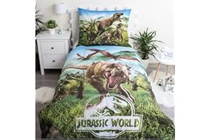 Jerry Fabrics F - Jurassic World 2-Piece Children's Bedding Set - Duvet Cover - Reversible - 140 x 200 cm - Pillowcase - 70 x 90 cm - 100% Cotton