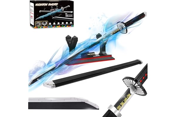 Demon Slayer Swords – Bloc de construction d'épée Kamado Tanjiro de 101,6 cm avec fourreau et support, ensemble de construction d'épée d'anime Katana Demon Slayer, jouets cadeaux pour enfants de 8 à
