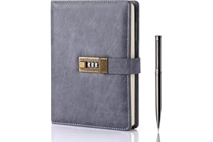 WEMATE - Journal intime avec serrure, format A5 en cuir PU, avec serrure, 240 pages, organiseur de journal intime refermable pour hommes et femmes, 24,6 x 5,8 pouces