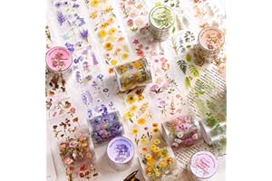 TA MERRY Washi Tape zestaw 6 rolek naklejki do scrapbookingu, naklejki PET, dekoracyjne arkusze z kwiatami, do scrapbookingu, do scrapbookingu, Bullet Journal, albumu, pamiętnika, pamiętnika,