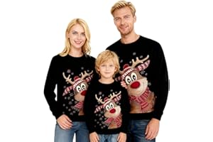 Generisch Weihnachtspullover Familie Set - Lustig Weihnachtspulli Ugly Christmas Sweater Rundhals Weihnachts Pullover Weihnachtsoutfit Hässlich Sweatshirt Weihnachtskostüm Damen Herren Kinder