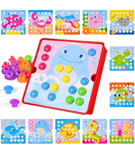 FGen Jeu De Mosaïque Pour Enfants Avec 240 Perles à Emboîter Und 1