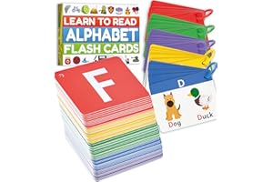THE BAMBINO TREE Alphabet Flash Cards - Thick ABC Flashcards for Kids Ages 3-6 - Lower case & Upper case Letter Recognition - Learn to Read Activity