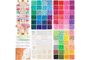 TULADUO 15000Pcs Clay Beads for Bracelet Making Kit for Teen Girls, 72 Colors Flat Preppy Beads for Friendship Bracelet Kit, 6mm Heishi Beads Jewelry Making Kit with Charms Crafts Gift for Girls Ages 8-12