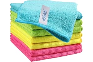 HOMEXCEL Mikrofasertücher 8 Stück, Mikrofaser Reinigungstücher Lappen Putztücher Fenster Tuch Mikrofasertücher Geschirrtücher für Auto,Küche,Haus 30,5 x 30,5 cm