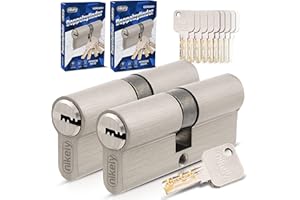 GERCAR Lot de 2 cylindres de serrure Pro à fermeture identique 40/50 - 2 cylindres profilés avec 10 clés - 90 mm - Serrure à cylindre - Longueur : 90 mm, A : 40 B : 50 - Système de fermeture