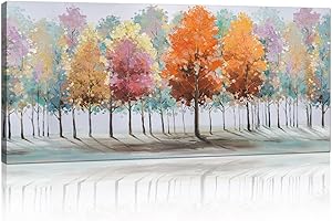 FajerminArt Grande Stampa su Tela Con Cornice Albero delle quattro stagioni astratto Quadri Moderni Immagine pittura su tela soggiorno camera da letto Cucina ristorante Decorazione Murale 120x50cm