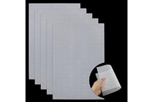 RNBEVANSANNE 5 Pieces Plastic Mesh Canvas Sheets for Embroidery Crafting, Plastic Needlepoint Canvas, Fursuit Eye Mesh for Crafts DIY, Knit Crochet Projects?Cross-Stitch, Bag Making(White)