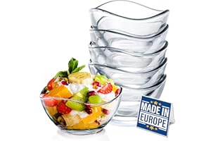 VOLARIUM CRYSTALIA Set 6 Ciotole in Vetro per Dessert, 215ml 100% Senza Piombo, Bicchieri per Gelato, Tazza da Immersione, Snack Salse Caramelle