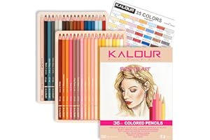 Kalour PDAs 36 Skin Tones Colored Pencils, Oil-Based Pre-Sharpened Portrait Set for Beginner Adult Artists, Coloring Book Drawing Sketching Art Project, Light Fast Ratings