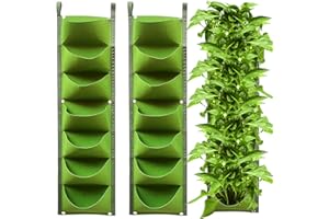 TULEBOLIAN 2pcs Vertikaler Garten Balkon,Pflanzentaschen,Wand Montierte HäNgende Pflanzentaschen,7 Taschen,Vertikaler Garten Pflanzen Tasche Pflanzenwand,Lang-lebig,Geeignet FüR Balkon,Dachgarten,BüRo