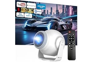 TACTILIAN Mini Proyector con 4K & 8K 1080P, Proyector Portátil con Android 14 5G WiFi 6 y Bluetooth 5.4, Rotación de 270°, HDMI/USB/DC, 8 GB de Almacenamiento, Corrección Trapezoidal Horizontal Automática
