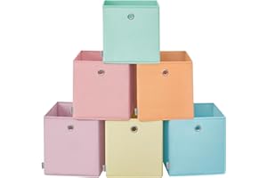 SONGMICS Boîte de Rangement, Lot de 6, Panier, Coffre Pliable, Bac, 30 x 30 x 30 cm, en Tissu, pour Étagère Cubique, Organisateur Coloré, pour Chambre, Salon RFB230X01