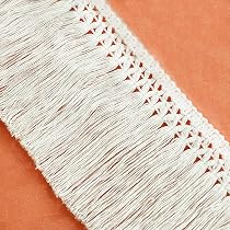 Franges En Coton Gland - 8cm Large - 2.7m Long - Blanc Lait - Pour Couture Et Décoration