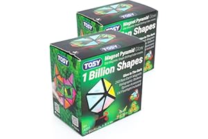 TOSY Magnet Pyramid Glow - 1 Cube Transforms into 1 Billion Shapes, 12 pieces, 243 Magnets, Glowing, Christmas Stocking Stuffers Gift for Kids, Holographic Design, Creative Puzzle STEM Toy, 2-pack