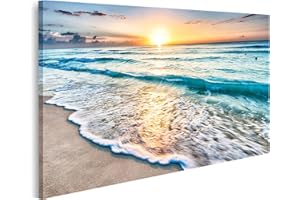 islandburner Cuadro en lienzo amanecer sobre la playa Cancún hermoso México cuadro de pared póster lienzo cuadro GEWU
