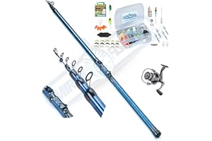 MiRoeFishing ForellenCatcher Angelkomplettset Angelcombo Forellenset mit Teleskoprute 3,80m, Rolle mit Angelschnur und Zubehörset. Tremarella Zubehör