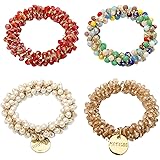 CRLLDPM 4 Pezzi Fasce per Capelli Elastici Elastici per Capelli con Perle Accessori per Capelli per Donne e Ragazze(4 Stili)