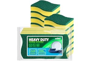 AIDEA Spugna resistente per la pulizia, 12 pezzi, spugna per la pulizia dei piatti della cucina, spugna anti-odore, pulizia senza sforzo, cuscinetti ecologici per piatti, pentole, padelle tutto in una