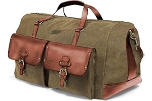 DRAKENSBERG Sac de voyage 'Steve' - Gran sac de week-end et de sport, weekender safari, XL bagage à main au design vintage-rétro, femme, homme, fait main durable, toile, cuir, 60L, vert olive, DR00124