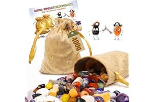FETTWAL 400g Edelsteine für Kinder, 8-20mm Glückssteine Edelsteine Ausgraben für Kinder, für Heilsteine Kindergeburtstag Trommelsteine, mit 1 Edelstein-Einführungskarte, 1 Stoffbeutel, 1 Aufbewahrungsbox