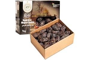 Dattes Medjool de Palestine | 1 Kg de dattes d'origine 100% naturelle | Déshydratées | Sans soufre et sans sucre | Fruit sec cru | Végétariens et végétaliens | Medjool date from Palestine | Dorimed